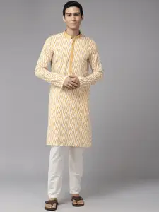 See Designs Ethnic Motifs Printed Mandarin Collar Thread Work Straight Cotton Kurta