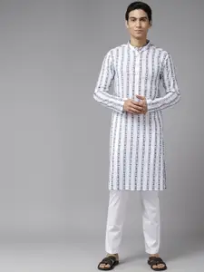 See Designs Floral Embroidered Thread Work Pure Cotton Straight Kurta