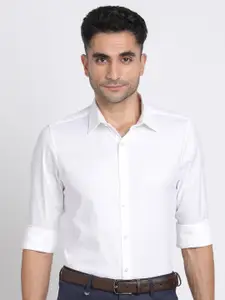 Turtle Men Premium Self Design Slim Fit Spread Collar Cotton Party Shirt