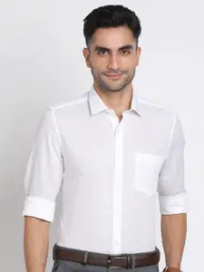 Turtle Micro Ditsy Printed Modern Slim Fit Pure Cotton Linen Formal Shirt