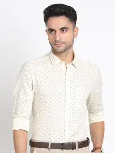 Turtle Micro Ditsy Printed Modern Slim Fit Cotton Linen Formal Shirt