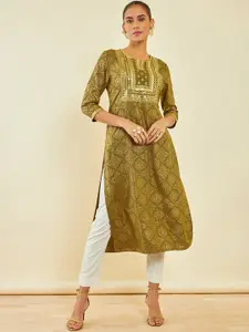 Soch Ethnic Motifs Printed Sequins Detail Straight Kurta