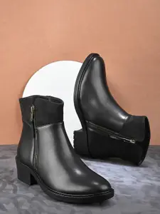 The Roadster Lifestyle Co. Men Black Mid Top Block Heel Regular Boots