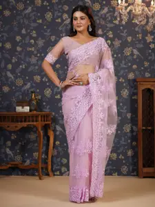 House of Pataudi Embroidered Saree With Blouse Piece
