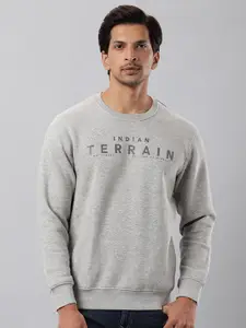 Indian Terrain Typography Printed Round Neck Cotton Pullover Sweatshirt