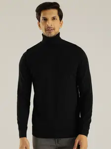 Indian Terrain Ribbed Turtle Neck Long Sleeves Pullover Pure Cotton Sweatshirt