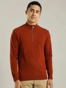 Indian Terrain Mock Collar Long Sleeves Half Zipper Pullover
