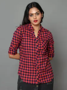 Tallwalker Gingham Checks Checked Roll-Up Sleeves Standard Casual Shirt