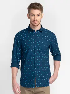 MOZZO Floral Printed Classic Slim Fit Opaque Cotton Casual Shirt