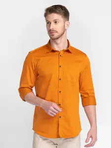 MOZZO Classic Slim Fit Spread Collar Cotton Casual Shirt