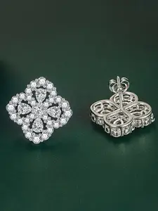 Designs & You Silver-Plated Cubic Zirconia Studded Contemporary Studs Earrings