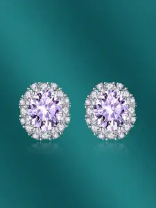 Designs & You Silver Plated Cubic Zirconia Contemporary Studs Earrings