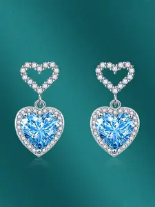 Designs & You Cubic Zirconia Silver Plated Heart Shaped Drop Earrings
