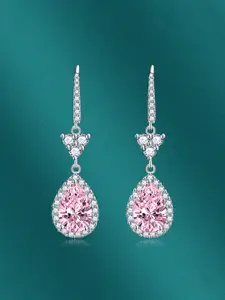 Designs & You Cubic Zirconia Silver Plated Contemporary Drop Earrings