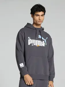 Puma THE SMURFS Logo Printed Detail Hooded Pullover Sweatshirt
