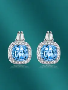 Designs & You Silver-Plated Cubic Zirconia-Studded Contemporary Studs Earrings