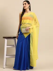 Ahalyaa Colourblocked Poly Chiffon Ready to Wear Saree