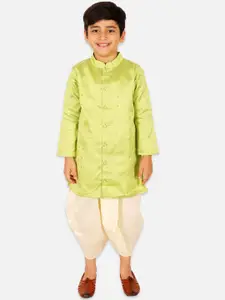 BownBee Boys Mandarin Collar Ethnic Motifs Zari Detail Woven Design Kurta with Dhoti Pants