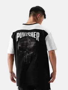 The Souled Store Marvel The Punisher Drop-Shoulder Sleeves Oversized Fit Cotton T-Shirt
