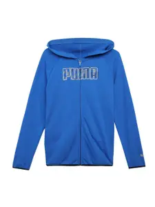 Puma Printed Active Sports Youth Full-Zip Hoodie Cotton Front-Open Sports Sweatshirt