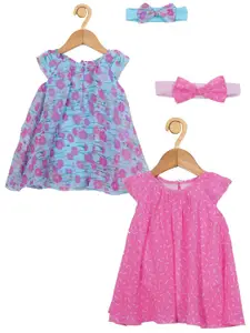 Creative Kids Infants Girls Pack Of 2 Floral Printed Cap Sleeves A-Line Dress