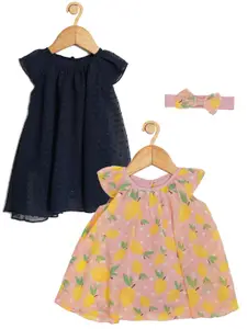 Creative Kids Infant Girls Pack Of 2 Floral Printed A-Line Dress