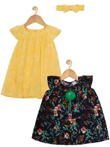 Creative Kids Pack of 2 Floral Printed Round Neck A-Line Dress
