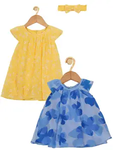 Creative Kids Infants Girls Pack Of 2 Printed A-Line Dress With Hairband