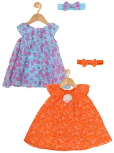 Creative Kids Infant Girls Pack Of 2 Floral Printed A-Line Dress