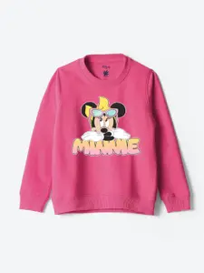 YK Disney Girls Minnie Mouse Printed Pure Cotton Sweatshirt