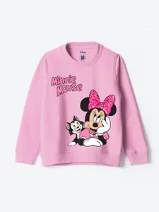 YK Disney Girls Minnie Mouse Printed Pure Cotton Pullover