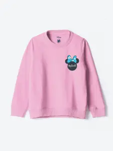 YK Disney Girls Minnie Mouse Printed Pure Cotton Pullover