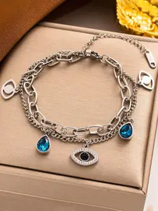 Designs & You American Diamond Silver-Plated Link Bracelet