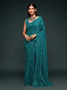 Trendmalls Embellished Sequinned Chanderi Saree