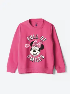 YK Disney Girls Minnie Mouse Printed Pure Cotton Pullover