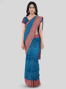 KAJREE Woven Design Zari Silk Blend Kanjeevaram Saree