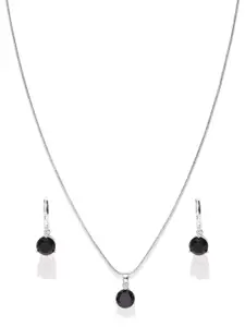 OOMPH Silver-Plated Cubic Zirconia Stone-Studded Pendant Set