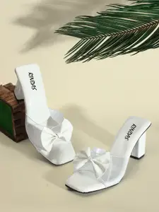 RINDAS Open Toe Block Heels With Bows
