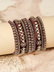 OOMPH Set Of 10 Kundan Studded Chuda Bangles