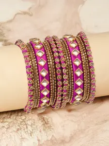 OOMPH Set Of 18 Kundan Studded Bangles