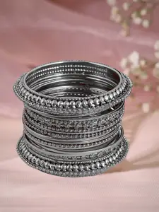 OOMPH Set of 16 Oxidised Silver Bangles