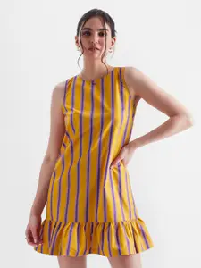 The Souled Store Striped Cotton Fit & Flare Dress