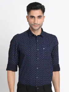 Turtle Relaxed Slim Fit Micro Disty Printed Pure Cotton Formal Shirt