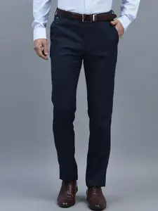 CANOE Men Smart Self Design Textured Mid-Rise Easy Wash Formal Trousers