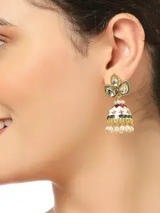 OOMPH Kundan-Studded Dome-Shaped Jhumkas
