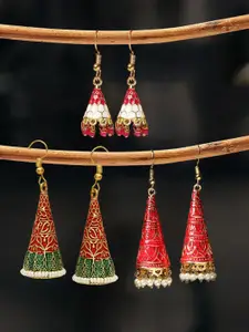 OOMPH Set Of 3 Beaded Dome-Shaped Jhumkas