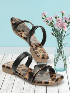 madam glorious Printed Double Strap Open Toe Flats