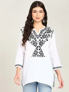 VAHSON Floral Embroidered Pure Cotton Straight Kurti