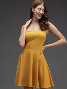 BAESD Shoulder Straps Tie Up Fit & Flare Dress