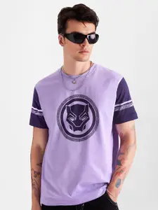 The Souled Store Lavender Black Panther Round Neck Pure Cotton T-Shirt